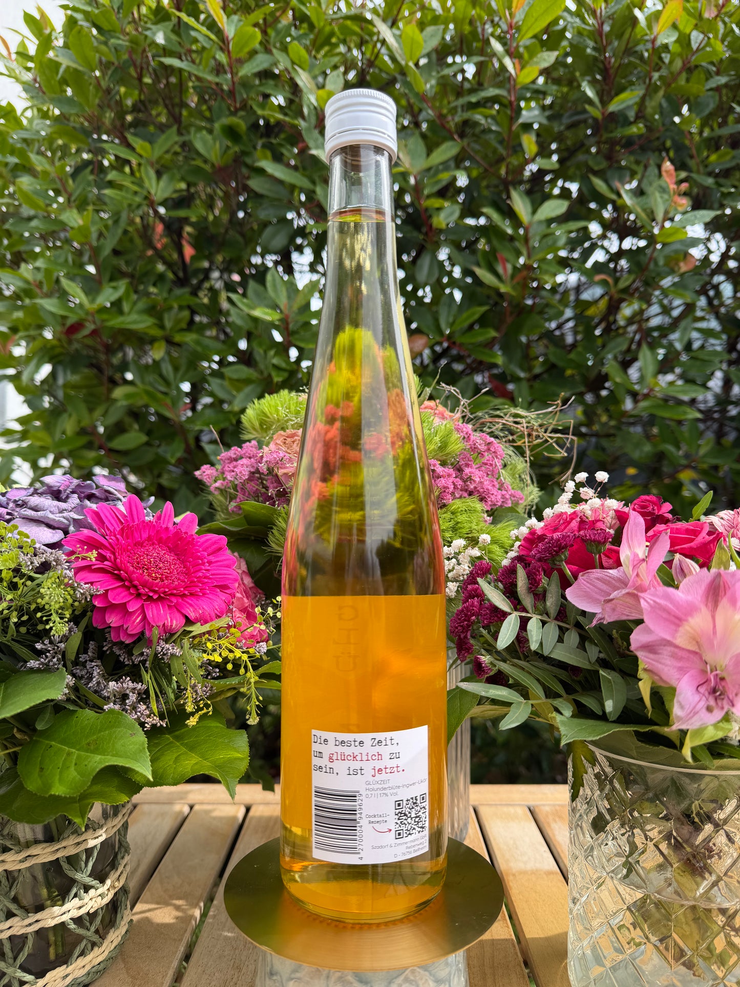 GLÜXZEIT Sommeredition: Holunderblüte-Ingwer-Likör 0,7L Flasche
